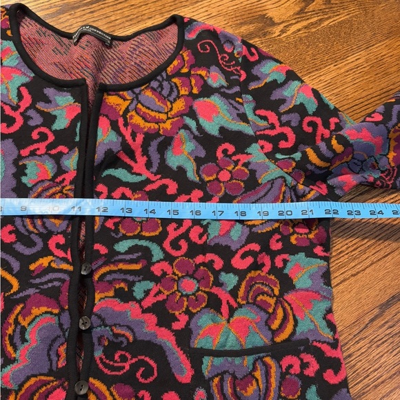 Peruvian Connection | Black Multicolor Paisley Cardigan Sz XL - Picture 6 of 8